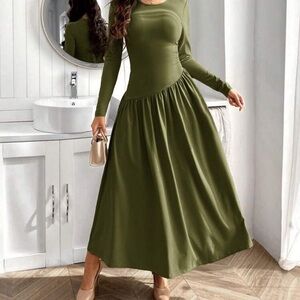 H&M Olive Long Sleeve Dress